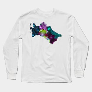 Spirograph Patterned Turkmenistan Regions Map Long Sleeve T-Shirt